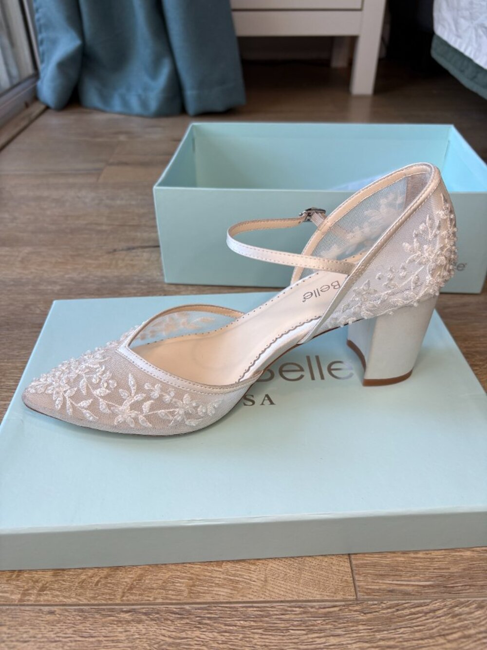 Bella Belle "Carla" - Floral Beaded Lace D’Orsay Block Heels (Size 9) - Picture 9 of 12